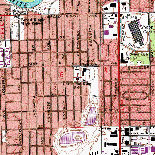 Topographic Map of Christ the King School, IN