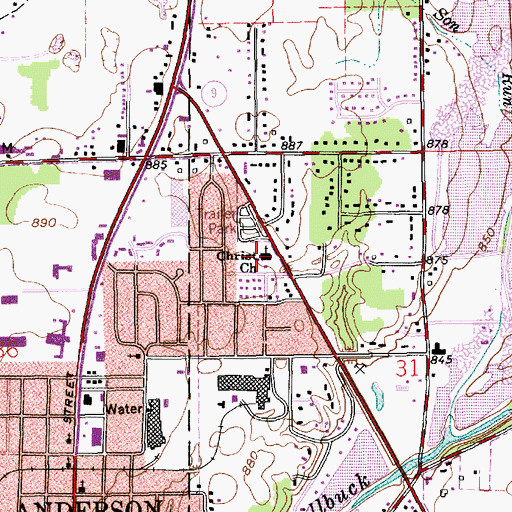Topographic Map of Christ Church, IN
