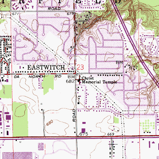 Topographic Map of Christ Memorial Temple, IN