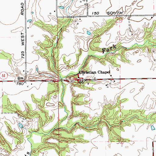 Topographic Map of Christian Chapel, IN
