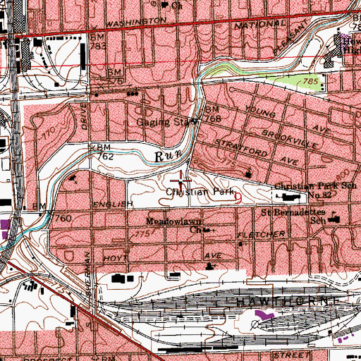 Topographic Map of Christian Park, IN