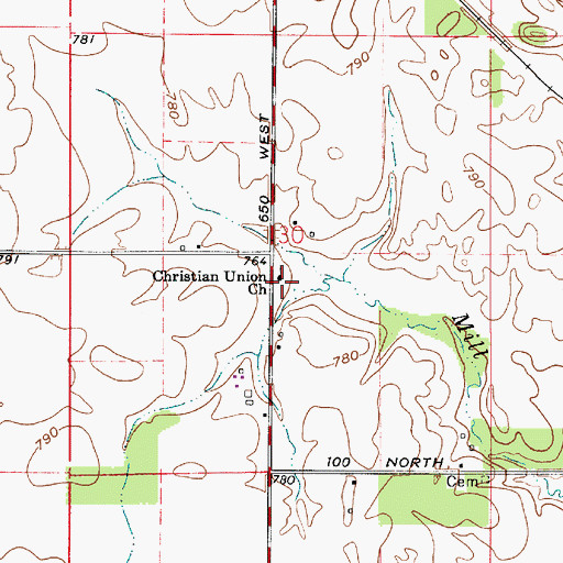 Topographic Map of Christian Union Church, IN