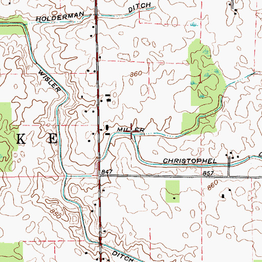 Topographic Map of Christophel Ditch, IN