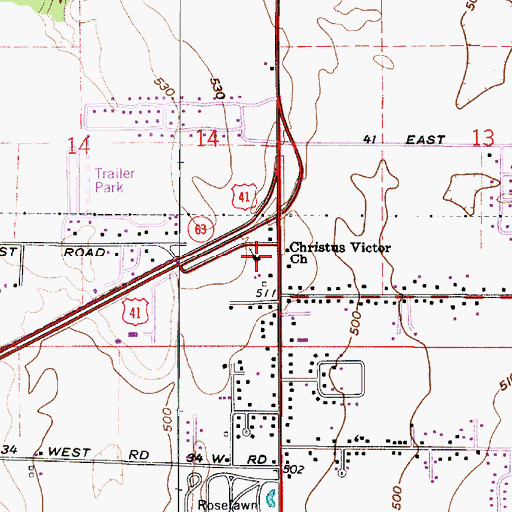 Topographic Map of Christus Victor Church, IN