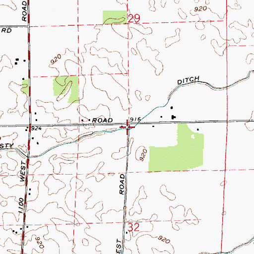 Topographic Map of Christy Ditch, IN