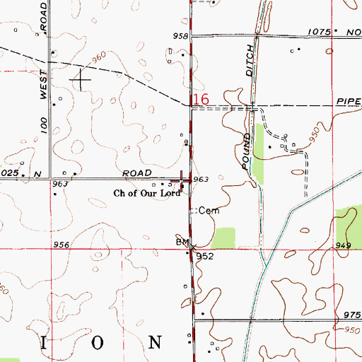 Topographic Map of Church of Our Lord, IN