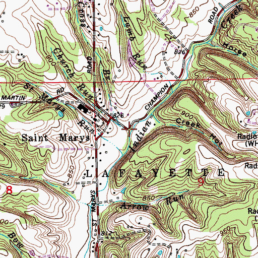 Topographic Map of Church Run, IN
