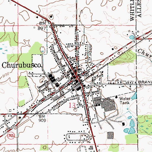 Topographic Map of Churubusco, IN