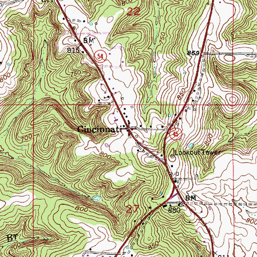 Topographic Map of Cincinnati, IN