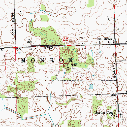 Topographic Map of Circle Cemetery, IN
