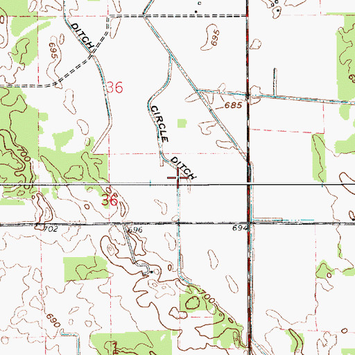 Topographic Map of Circle Ditch, IN