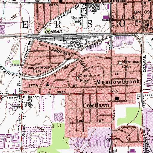 Topographic Map of Circle Park, IN