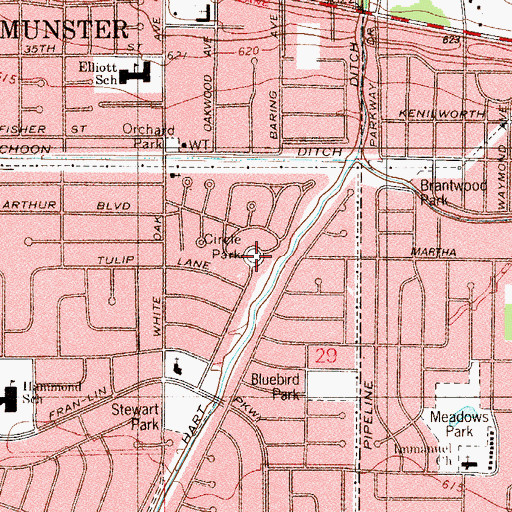Topographic Map of Circle Park, IN