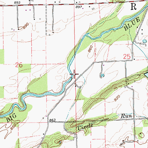 Topographic Map of Circle Run, IN
