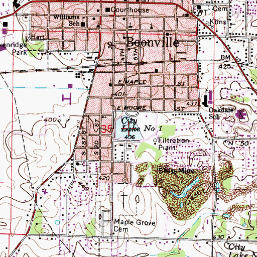 Topographic Map of City Lake Number One, IN