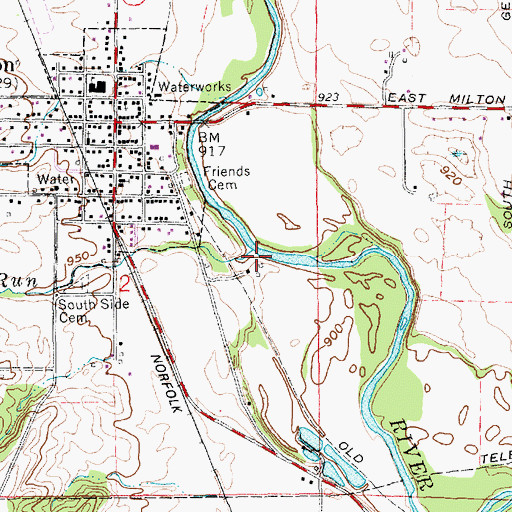 Topographic Map of City Run, IN