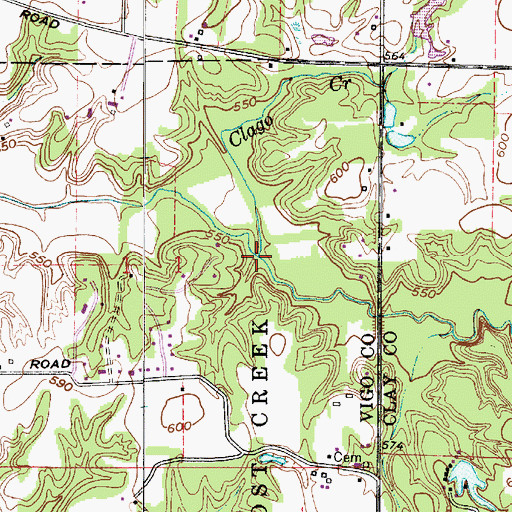 Topographic Map of Clago Creek, IN