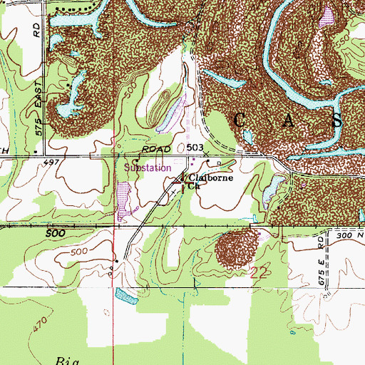 Topographic Map of Claiborne Church, IN