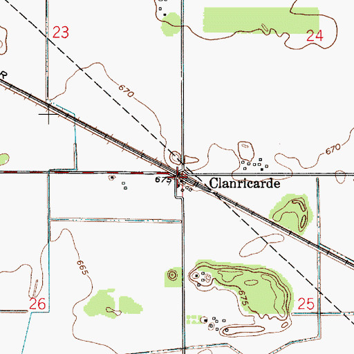 Topographic Map of Clanricarde, IN
