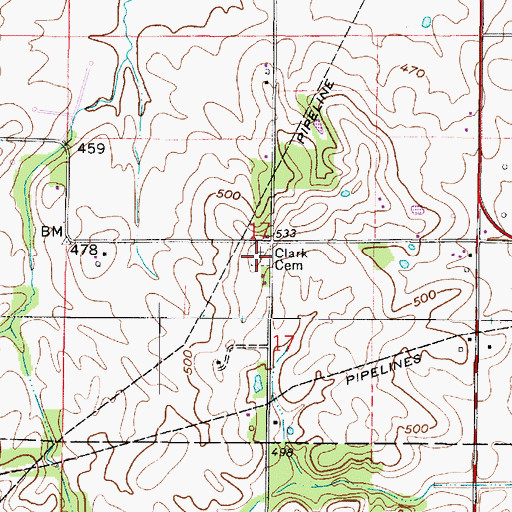 Topographic Map of Clark Cemetery, IN