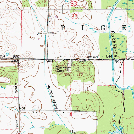Topographic Map of Clark Cemetery, IN