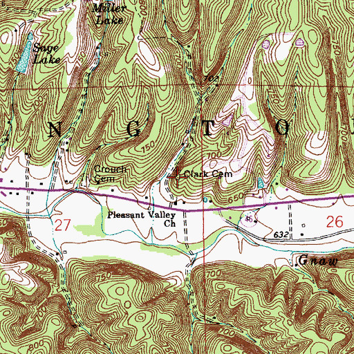 Topographic Map of Clark Cemetery, IN