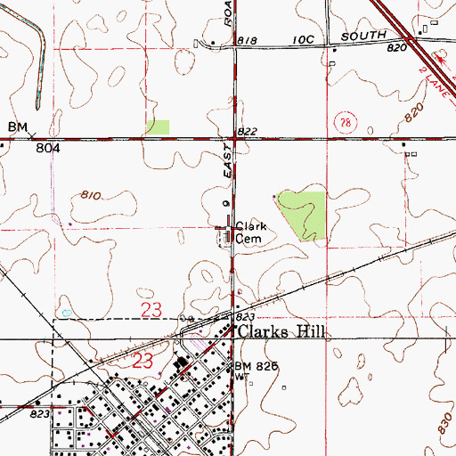 Topographic Map of Clark Cemetery, IN