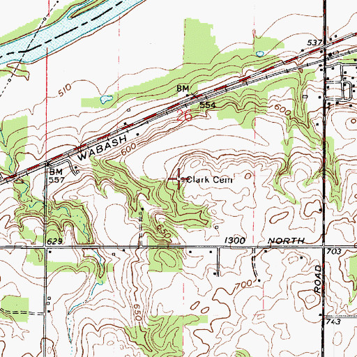 Topographic Map of Clark Cemetery, IN