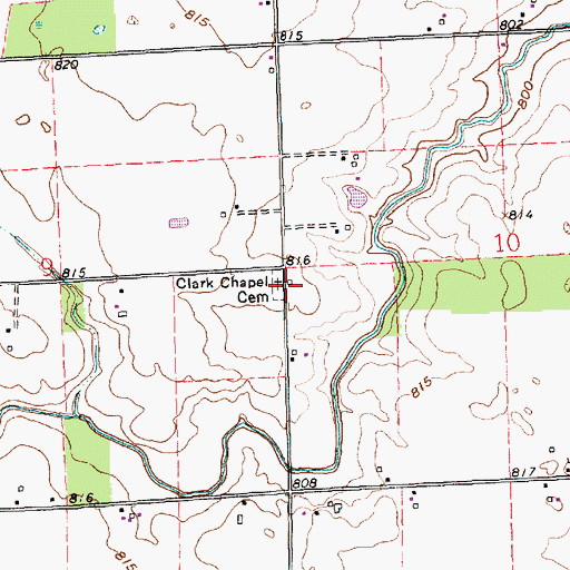 Topographic Map of Clark Chapel Cemetery, IN