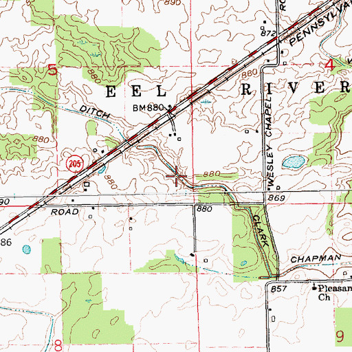 Topographic Map of Clark-Chapman Ditch, IN