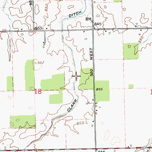 Topographic Map of Clark Ditch, IN