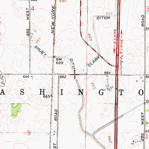 Topographic Map of Clark Ditch, IN