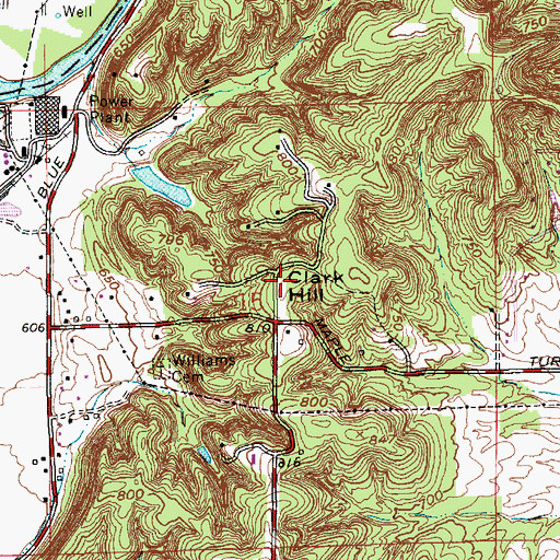 Topographic Map of Clark Hill, IN