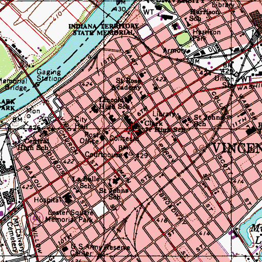 Topographic Map of George Rogers Clark Junior High School, IN