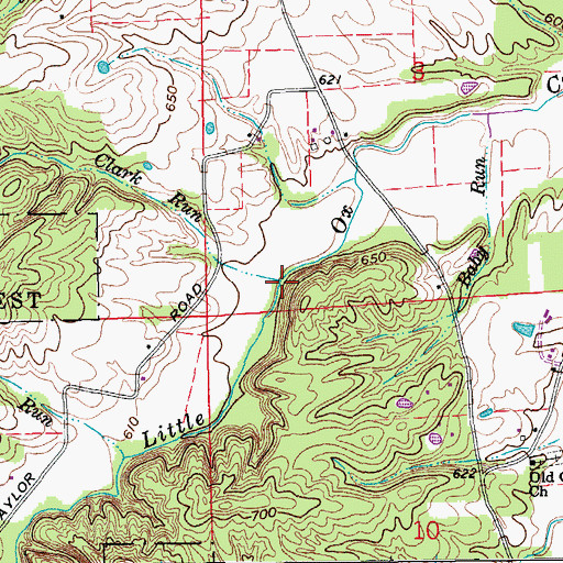 Topographic Map of Clark Run, IN