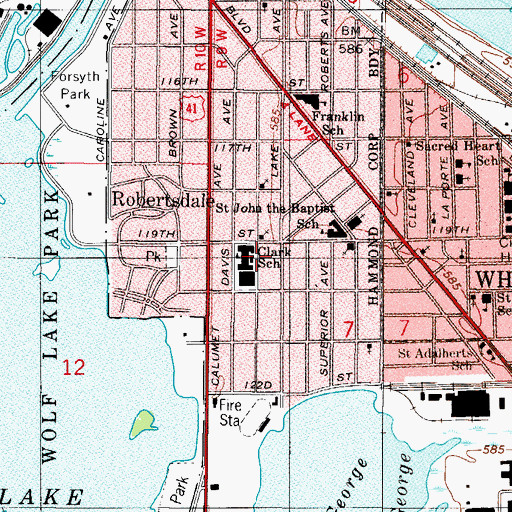 Topographic Map of George Rogers Clark Middle - High School, IN