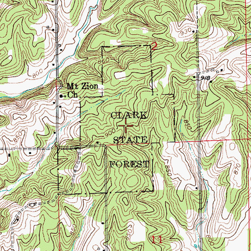 Topographic Map of Clark State Forest, IN