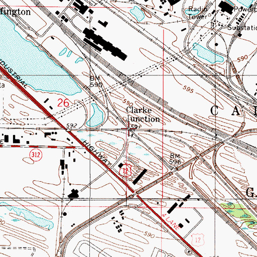 Topographic Map of Clarke Junction, IN