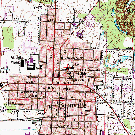 Topographic Map of Clarke School, IN
