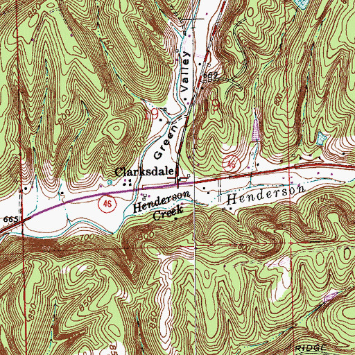 Topographic Map of Clarksdale, IN