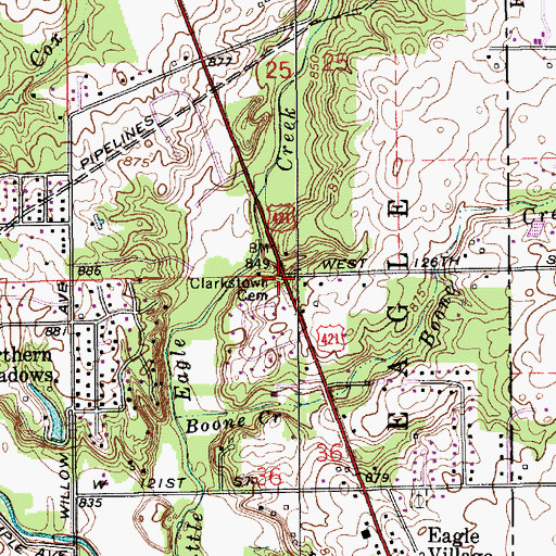 Topographic Map of Clarkstown Cemetery, IN