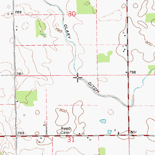 Topographic Map of Clary Ditch, IN