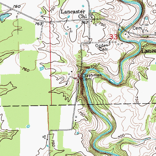 Topographic Map of Clashman Cemetery, IN