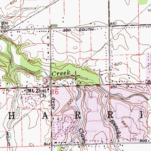 Topographic Map of Claw Creek, IN