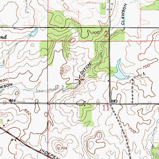 Topographic Map of Clawson Ditch, IN