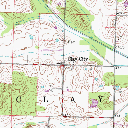 Topographic Map of Clay City, IN
