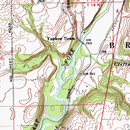 Topographic Map of Clay Creek, IN