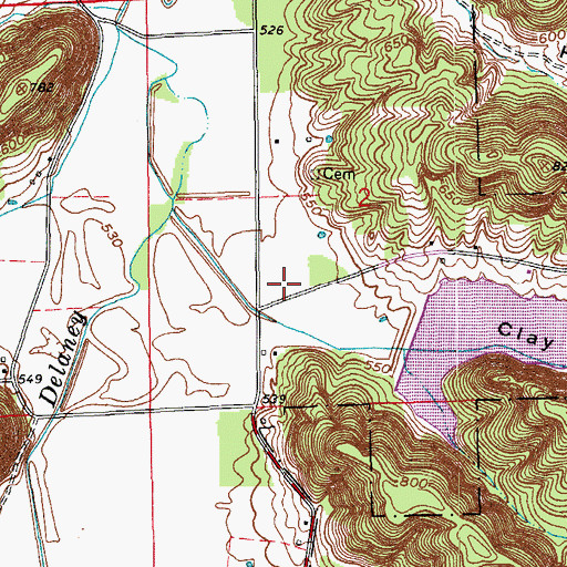Topographic Map of Clay Hill Hollow, IN