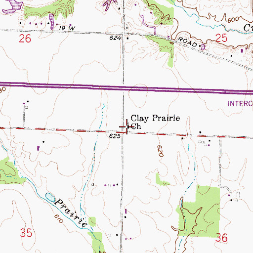 Topographic Map of Clay Prairie Church, IN