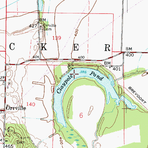 Topographic Map of Claypole Pond, IN